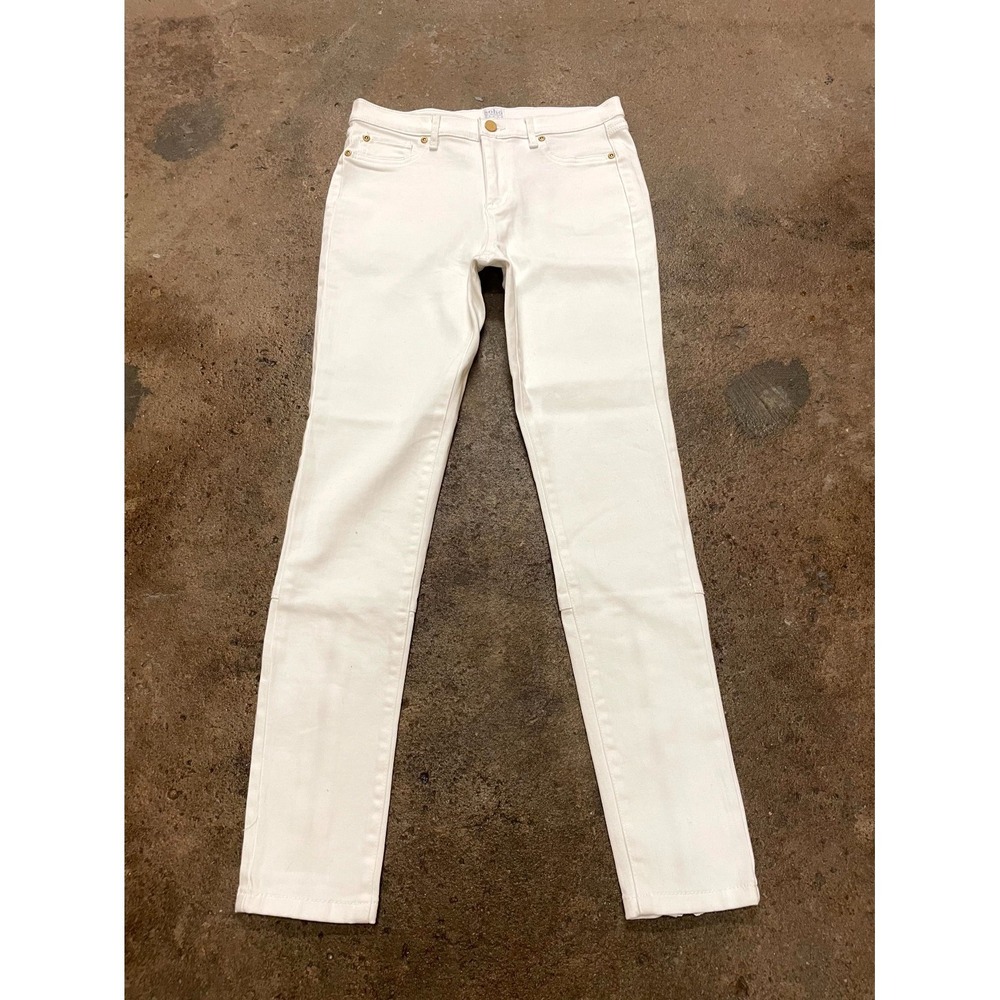 New York & Company Soho Jeans Womens 8 White Denim Cotton Stretch Ankle Zip
